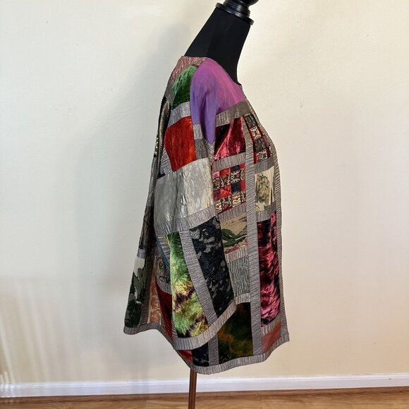 Womens Patchwork Kimono Jacket Multicolor Zuzka For Fabricology New York - Picture 7 of 13